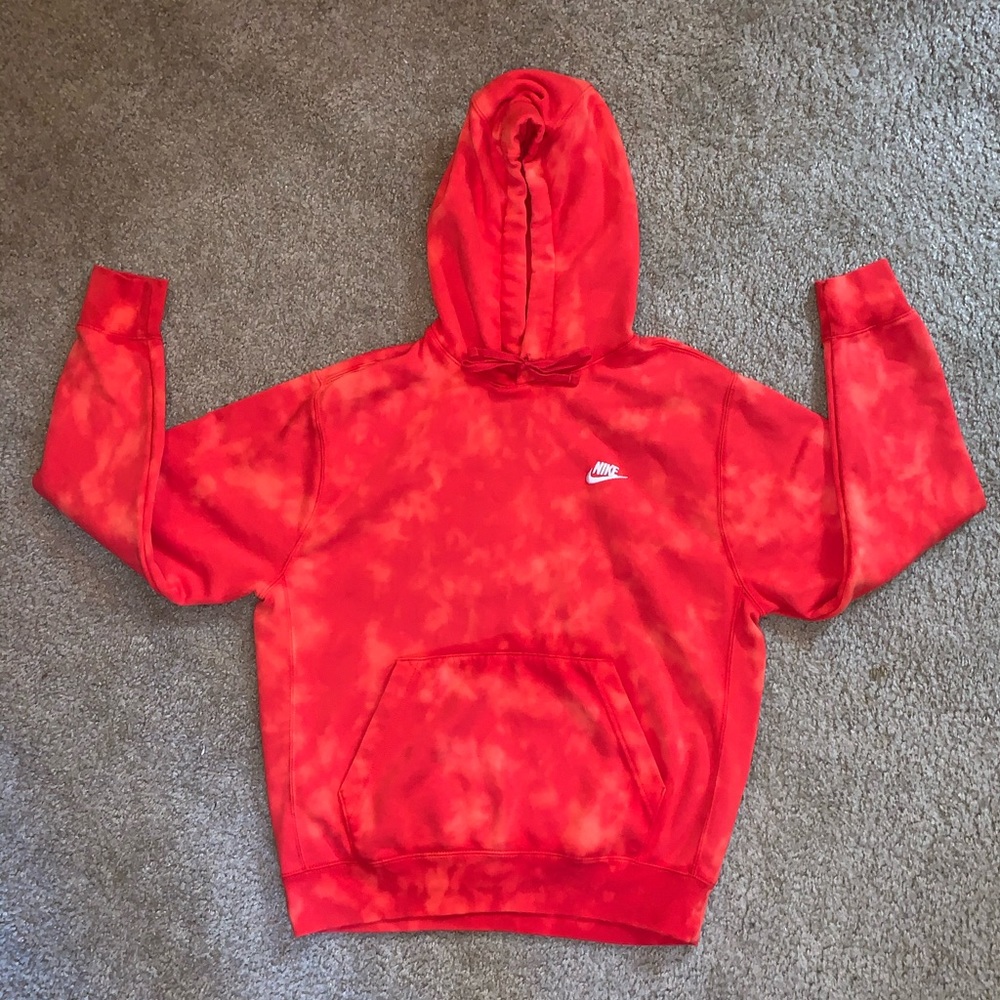 Bleach Dyed Red Nike Hoodie